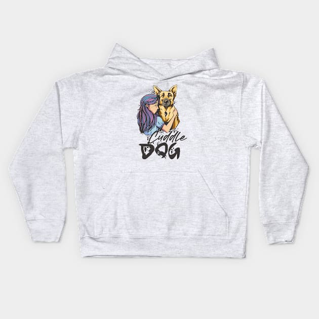 Dog Cuddle Time Kids Hoodie by ArtRoute02